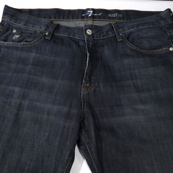 7 Austyn Dark Wash Jeans 38x36 Mens Y2K USA Straight Leg Distressed Grunge Rock - Picture 16 of 16